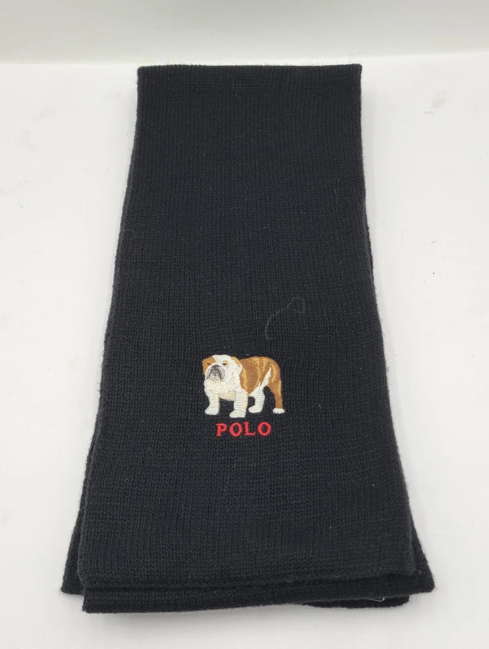 B55 Mens Black Polo Ralph Lauren Bulldog Scarf